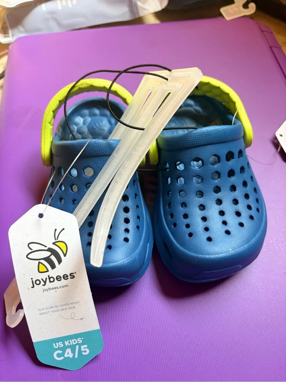 Joybees Kids' Blue Water Clogs with Yellow Heel Strap